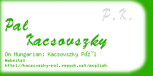 pal kacsovszky business card